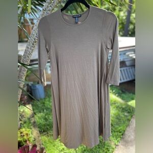 Eileen Fisher Mini Long Sleeve‎ Dress Petite Brown Neutral Buttery Soft Organic